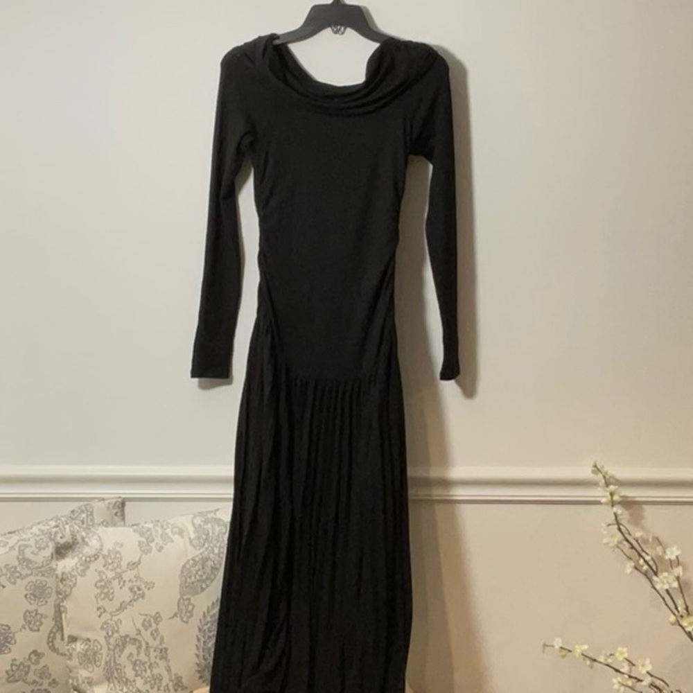 Lioness Black Pleated Cowl Neck Maxi Dress